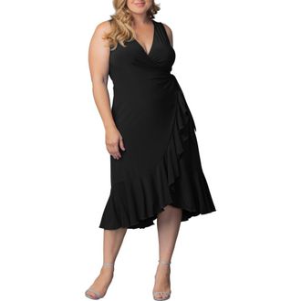 Kiyonna Laguna Sleeveless Wrap Dress in Black Noir at Nordstrom, Size 1 X