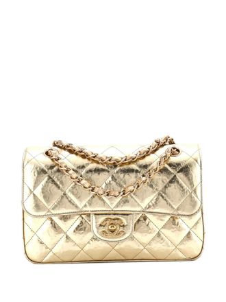Chanel Classic Double Flap Bag Quilted Hammered Metallic Calfskin Small shoulder bag - Goud