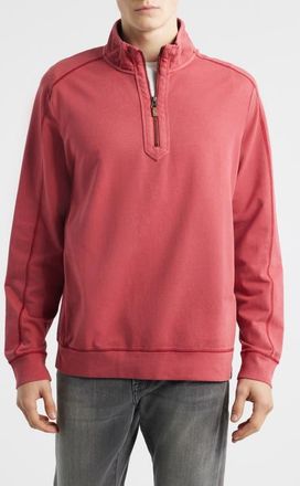 Tommy Bahama Ben & Terry Half Zip Sweatshirt in Deep Havana at Nordstrom, Size Xxx-Large