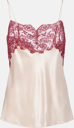 Saint Laurent Lace-trimmed silk satin camisole