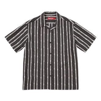SUPREME SS26 Old English Stripe Silk S/S Shirt Black SUP-SS26-299-BLK