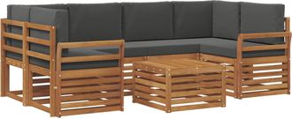 vidaXL Conjunto De Sof&aacute;s De Exterior 7 Uds. Natural Y Antracita Vidaxl