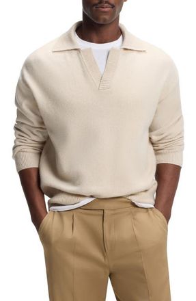 BOSS C-Ucari Long Sleeve Wool Polo Sweater in Open White at Nordstrom, Size Xx-Large