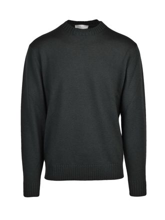 FILIPPO DE LAURENTIIS Crew Neck Pullover in Military Green Wool