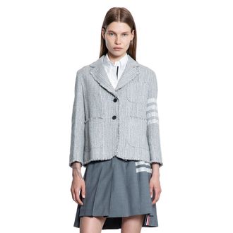 Thom Browne Tweed Fray 4-Bar Cropped Sportcoat