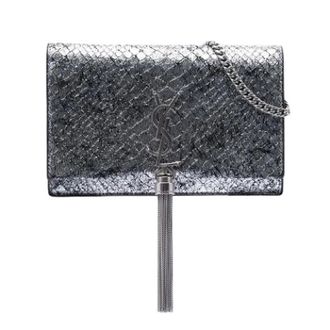 Saint Laurent Pre-owned Clutches, female, Gray, Size: ONE SIZE Pre-owned Kate Wallet on Chain