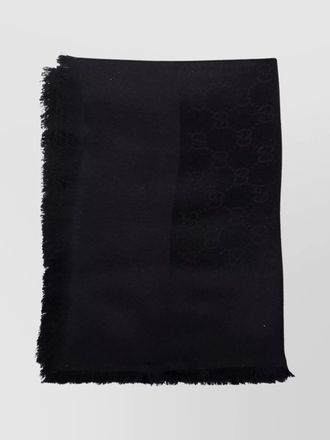 Gucci jacquard shawl featuring frayed edges