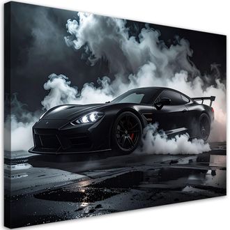 Feeby Cuadro Sobre Lienzo, Coche Deportivo Negro, 120x80