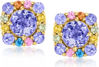 Ross-Simons Tanzanite and. Multicolored Sapphire Earrings in 18kt Gold Over Sterling