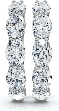 Pompeii3 1 - 5Ct Diamond Oval Shape Hoops 14k Gold Lab Grown Womens Earrings