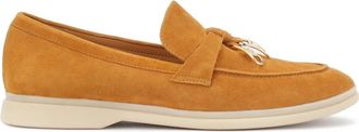 Kazar Instap su&egrave;de halfschoenen met versiering - Dames - Loafers - Bruin - 36 EU - Su&egrave;de - Schoenen