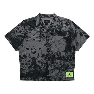 Nike Jordan Air Jordan Flight Knitting Printing Wide Loose Basketball Short Sleeve Shirt Mens Black CZ4736-010