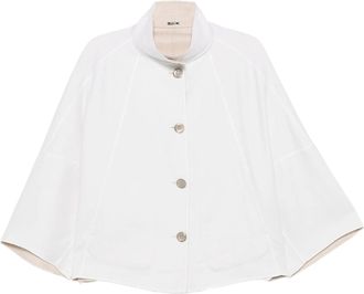 Moorer White Boxy Short Jacket With Wide Sleeves