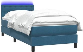 vidaXL Cama Box Spring Con Colch&oacute;n Terciopelo Azul Oscuro 80x220 Cm Vidaxl