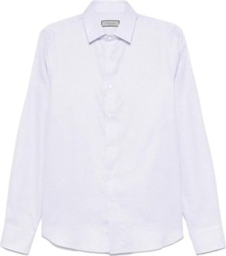 Canali Paarse lange mouw knoop-up blouse - Heren - Zakelijke Overhemden - Wit - M - Katoen - Overhemden