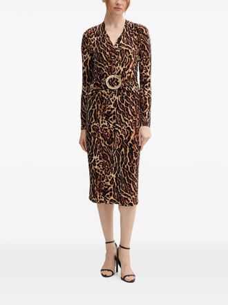 Joseph Ribkoff animal-print belted midi dress - Brown