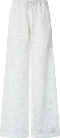 Pinko Laurie Lace Broeken - Dames - Wijde Broeken - Wit - L - Katoen - Broeken