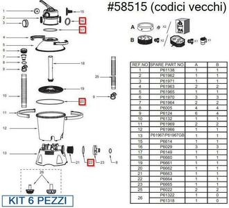 Bestway Kit 6 pezzi Guarnizioni per il filtro 58515 (ex 58397)
