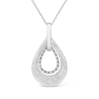 House of Brilliance Silver Prong-Set Diamond Accent Fashion Double Drop Design Pendant Necklace in White at Nordstrom