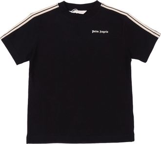 Palm Angels Pa Minitraccia Reg. Maglietta S/S Nero e bianco sporco