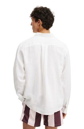 Cotton On Mens Relaxed Linen Long Sleeve Shirt in White at Nordstrom, Size X-Large
