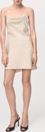 Mango Cowl Neck Satin Mini Slipdress in Ivory White at Nordstrom, Size 6