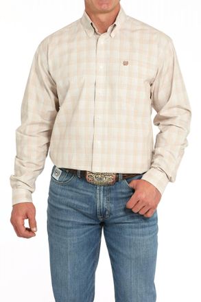 Cinch Classic Plaid Button Down Shirt In Khaki