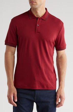 BOSS Parlay Tipped Cotton Polo in Dark Red at Nordstrom Rack, Size Xx-Large