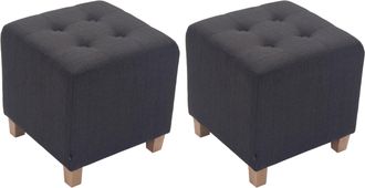 Clp Clp - Set De 2 Taburetes Puff Pharao En Tela Gris Oscuro