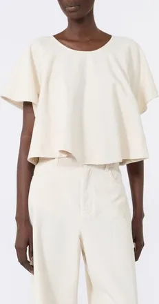 Max Mara Forte Cotton Top in Ecru at Nordstrom, Size 8