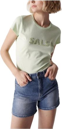 Salsa T-Shirts, female, Green, Size: XS Printed Logo T-shirt