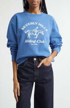 Sporty & Rich Beverly Hills Riding Club Graphic Sweatshirt in Pier Blue at Nordstrom, Size X-Small