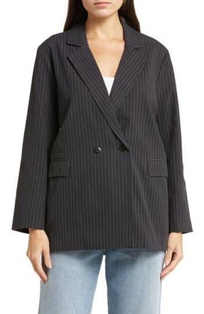 The Great. The Shlumpy Cotton Blazer in Wide Smokey Stripe at Nordstrom Rack, Size 3 (Fits Like 12-14 Us)