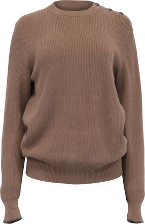 Brunello Cucinelli Knitted Crewneck Sweater in Brown Cotton