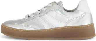 Gabor Womens Flat Sneaker In Nappa Silver