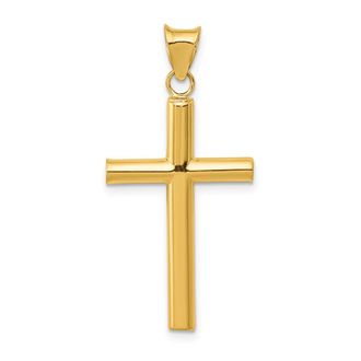 Diamond2Deal 14k Yellow Gold Polished Hollow Cross Pendant