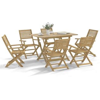 vidaXL Vidaxl - Juego De Comedor Para Jard&iacute;n 7 Piezas Madera Maciza Acacia