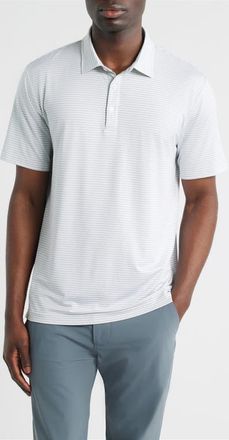 Swannies Smith Stripe Performance Golf Polo in Glacier White at Nordstrom, Size Xx-Large