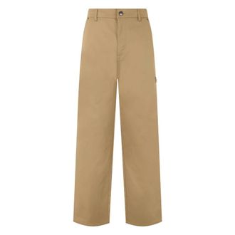 Moncler Broeken, Heren, Beige, M, Katoen, Rechte Katoenen Broek