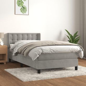 vidaXL Vidaxl - Cama Box Spring Con Colch&oacute;n Terciopelo Gris Claro 90x190 Cm