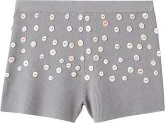 Mango Decorative Button Knit Shorts in Medium Heather Grey at Nordstrom, Size Large