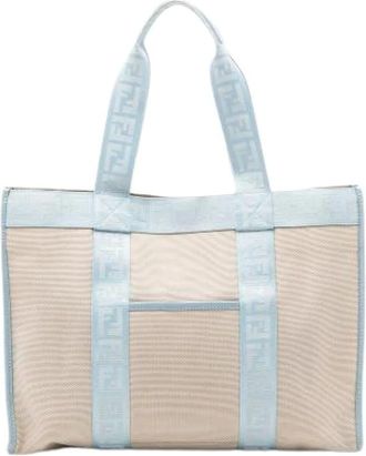 Fendi Pre-owned Tote Bags, female, Beige, Size: ONE SIZE Pre-owned Canvas Tote