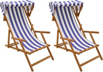 vidaXL Silla De Terraza 2 Pcs 3 Posici&oacute;n Madera De Eucalipto Maciza Vidaxl