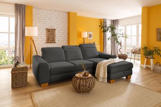 HOME AFFAIRE Ecksofa »Dundee L-Form« wahlweise mit Kopfteilverstellung und zusätzlich mit Bettfunktion