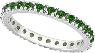 Allurez Natural Diamond Eternity Stackable Ring Band 14K in Leaf Green at Nordstrom, Size 10
