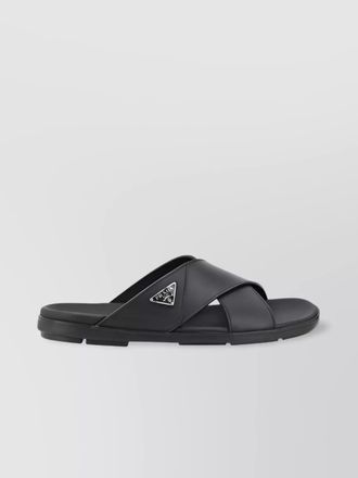 Prada braided leather cross strap sandals