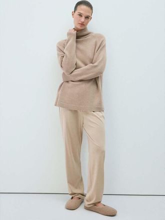 Mango Pullover 100% lana collo alto marrone - Donna - S - MANGO