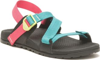 Chaco Lowdown Sandal in Meadow Teal/Pink at Nordstrom, Size 6