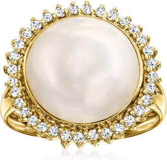 Ross-Simons 12-12.5mm Cultured Mabe Pearl and. Diamond Ring in 14k Yellow Gold