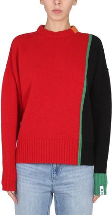 RIGHT FOR Color-Block Multicolor Mesh Knit Sweater